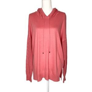 Stitches & Stripes Antara Salmon Pink Hooded Sweater Crochet Details Large